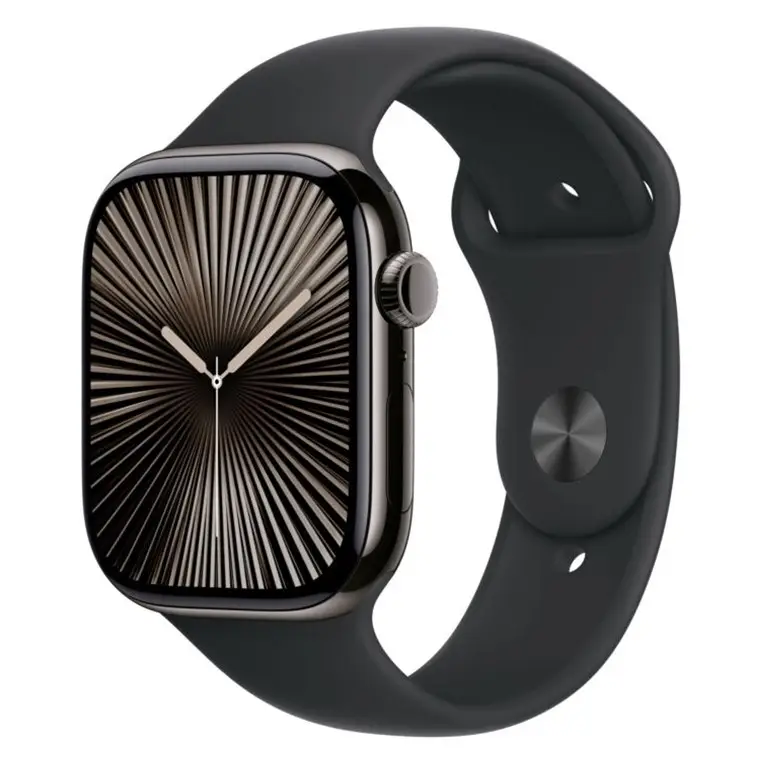 Apple Watch 10 Cellular 42mm Slate Titanium Case with Black Sport Band - M/L - EU